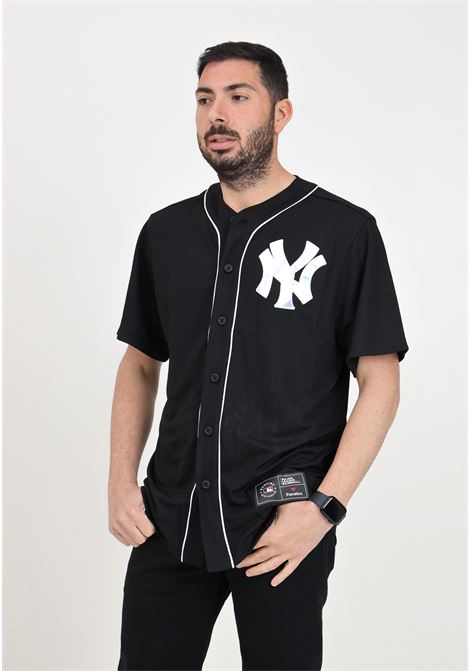 Camicia da uomo nera con bordi Yankees Holographic franc Fanatics | 007N-06DA-NK-R8LBLACK/SALTWATER SLIDE